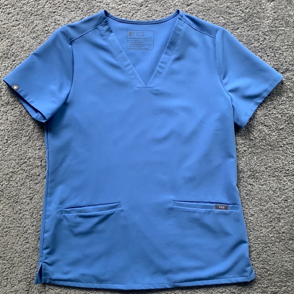 FIGS scrub top.  Ceil Blue